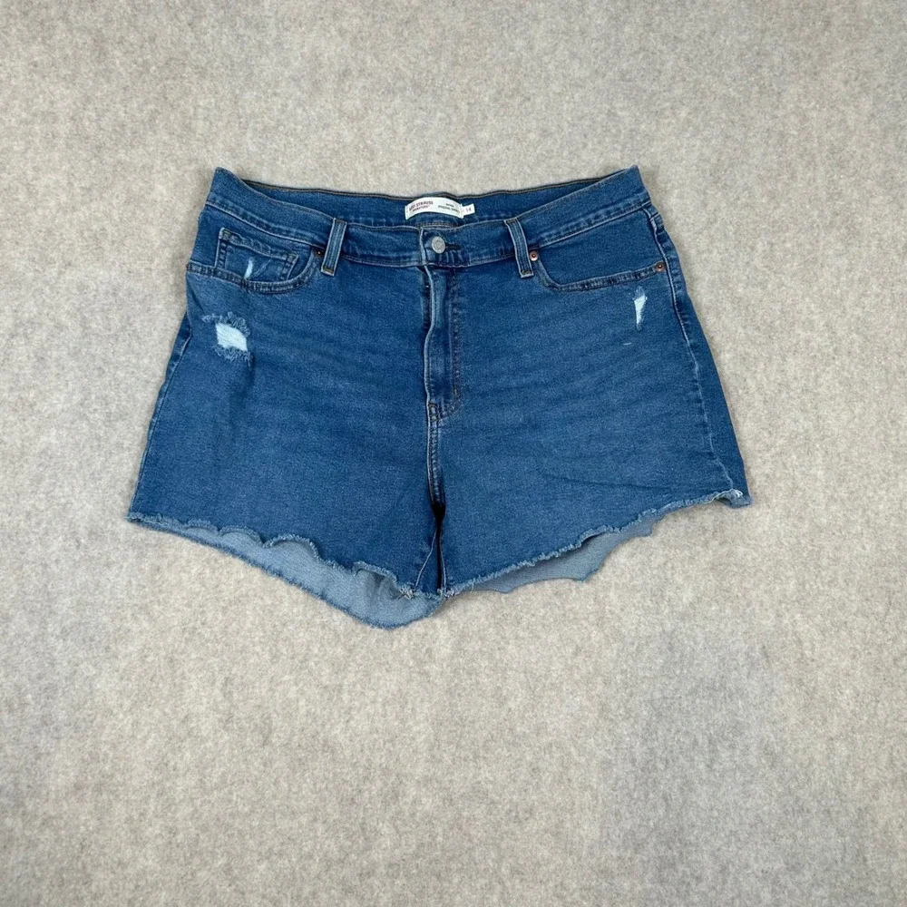 Signature‎ Levi Strauss Denim Shorts Womens 14 Blue  Distressed Cut Off W32
